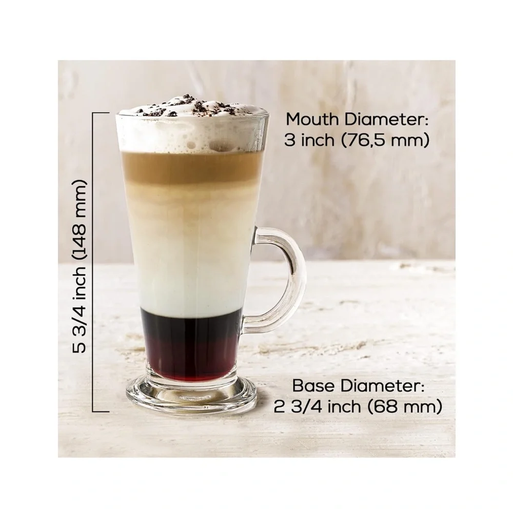 Crystalia Irish Coffee Glasses Set of 2,‎ Latte Mugs- small 9 oz.